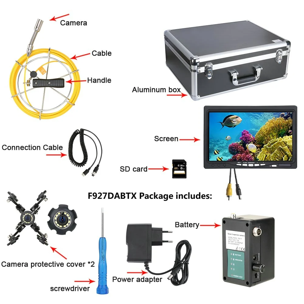Эндоскоп промышленный 22 мм с видеокамерой для обследования канализационных труб