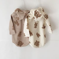 milancel 2021 autumn baby bodysuit cute bear suit with hat full sleeve one piece infant outfit