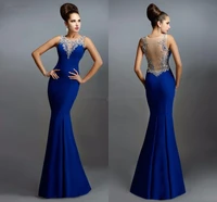 free shipping sexy backless vestido de festa 2015 new fashion beaded sleeveless long royal blue mermaid evening dress prom gown