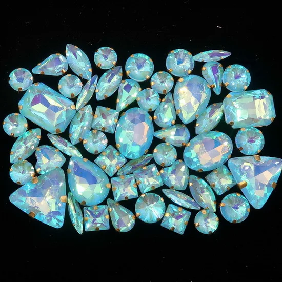 A28 Aquamarine AB 50 шт./пакет формы с золотым коготь Установка ясный и желейные конфеты стеклянные стразы цвета Кристалл пришить стразы торжественное платье, обуви, сумок и diy кружевной отделкой - Цвет: A28 Aquamarine AB
