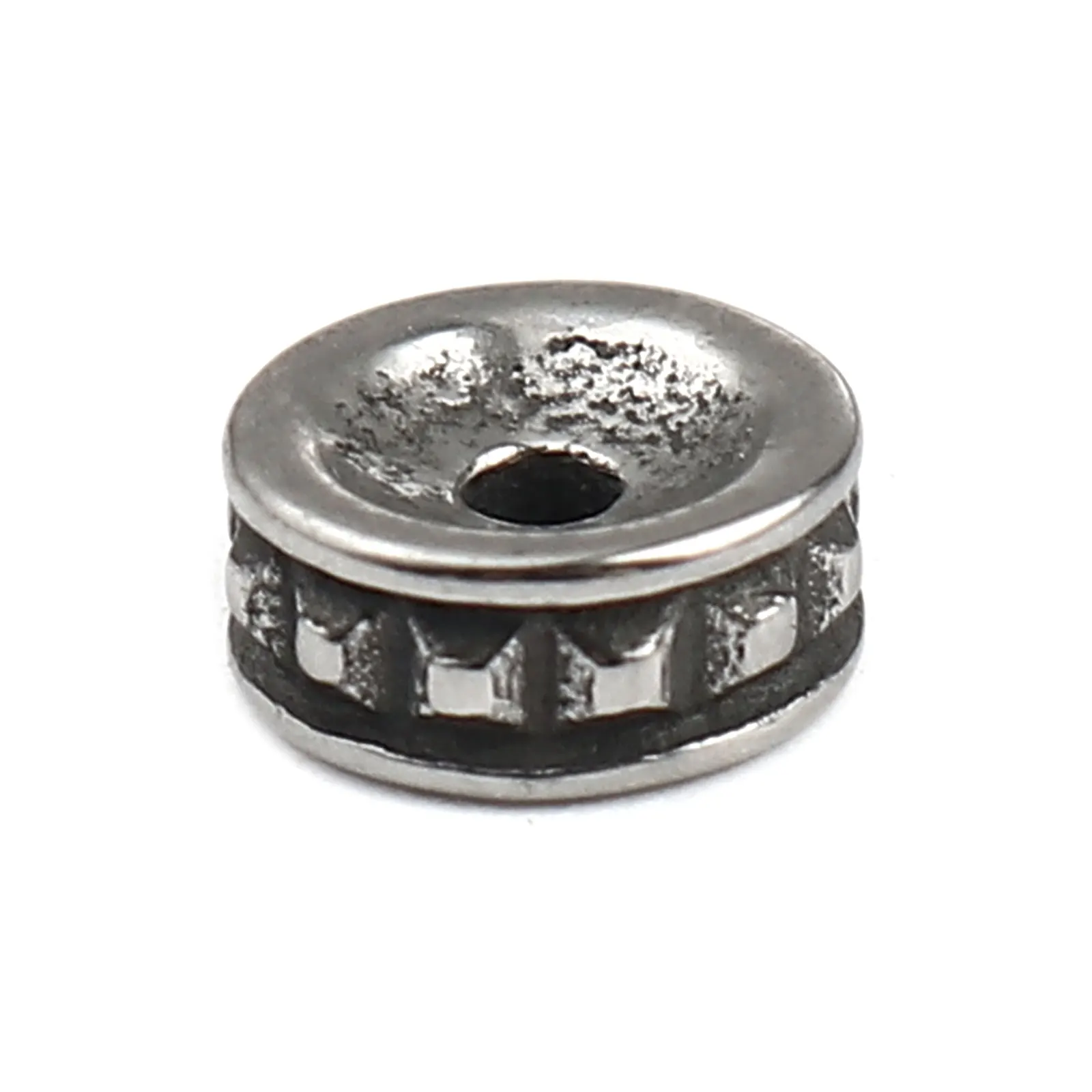 

Бусины Из Нержавеющей Стали Круглые античные серебряные квадратные диаметром 8 мм, Отверстие: Около 1,7 мм, 1 шт.