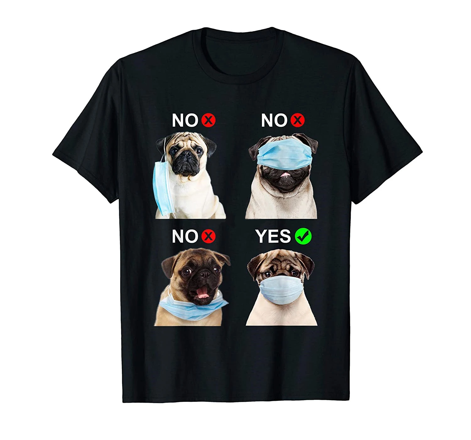 Футболка Мужская/Женская хлопковая смешная с принтом мопса маски на лицо для