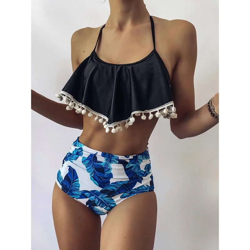 

Women Bikini High Waist Swimsuits Print Ruffles Bikinis Swimming Suit for Womens Push Up Bathing Suits