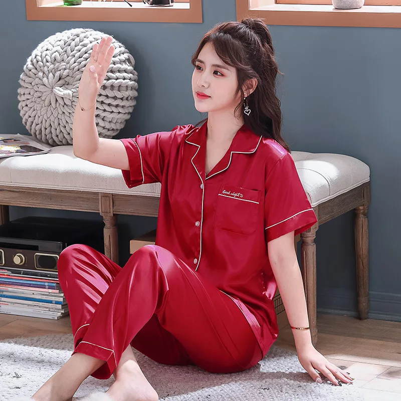 

Silk Pajamas For Men Women Long Sleeve Sleepwear Women'S Suit With Shorts 2 Piece Sets For Women Spring Summer Fall Homewear