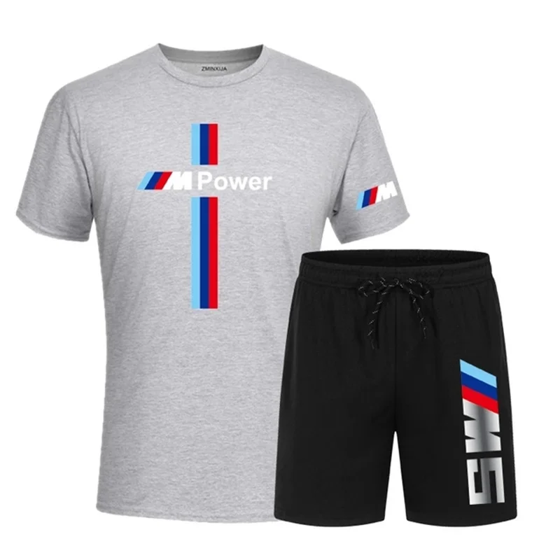 

2021 fashion brand men's printed sportswear short sleeve T-shirt + men's sports shorts street men's brand sportswear