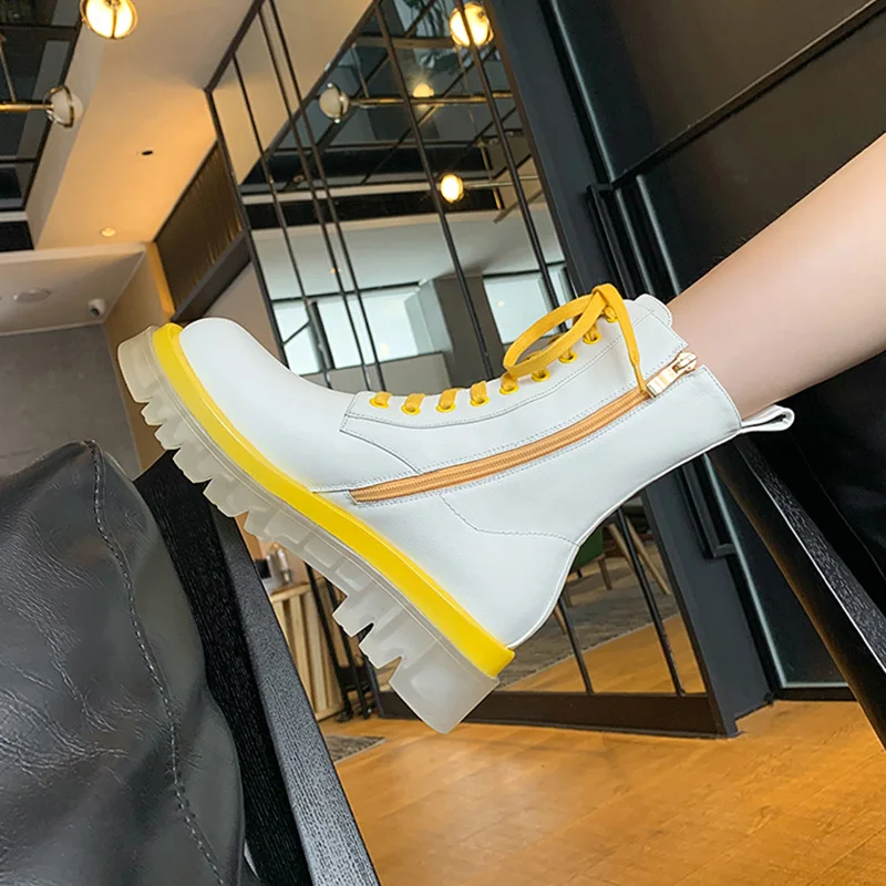 Женские ботинки-мартинсы Mordoan из натуральной коровьей кожи на толстой подошве