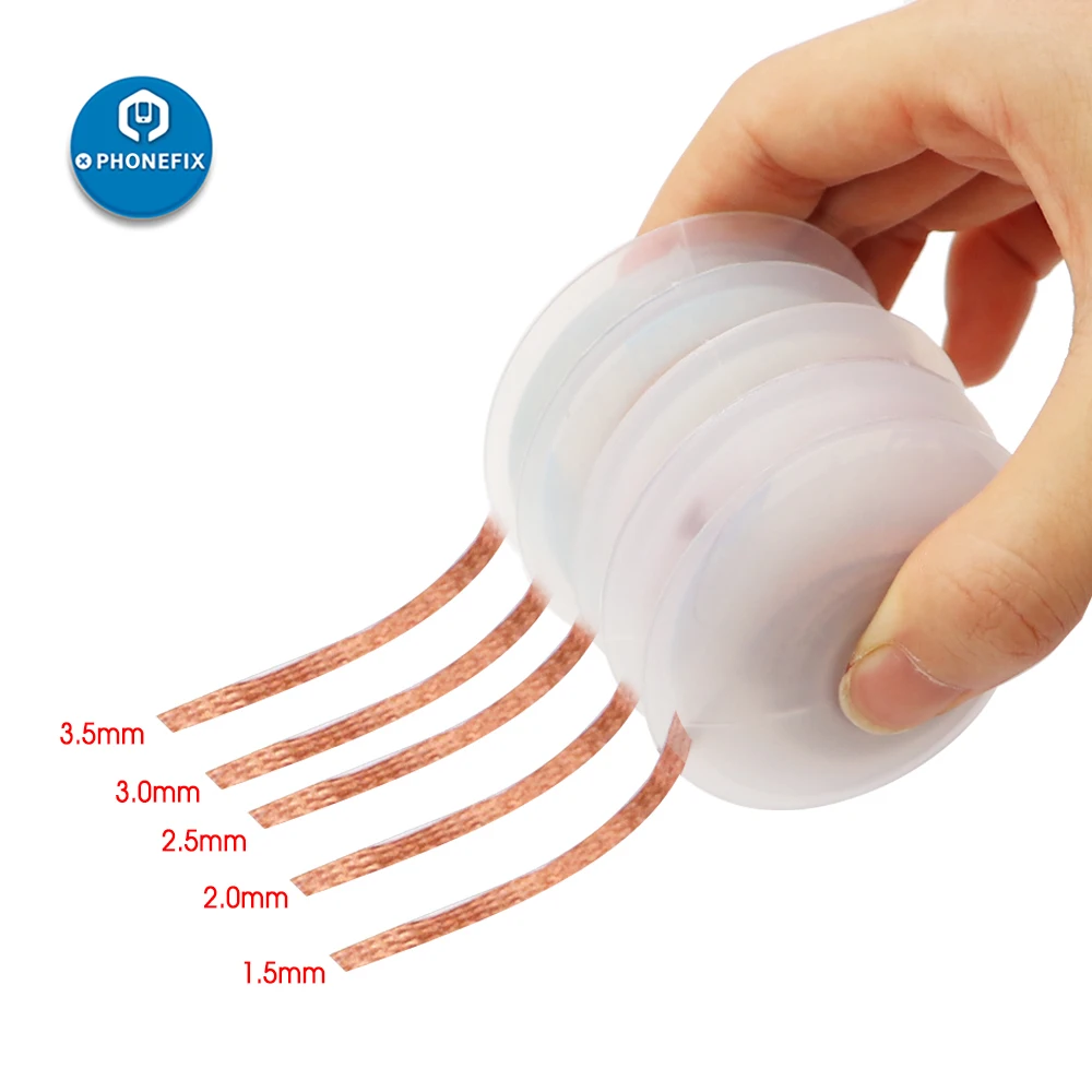 Mecha para reparación de cables, 1 unidad de 2,0mm, 3,5mm, 1,5 M, BGA, soldadura trenzada, reparación de soldadura, línea de absorción de estaño