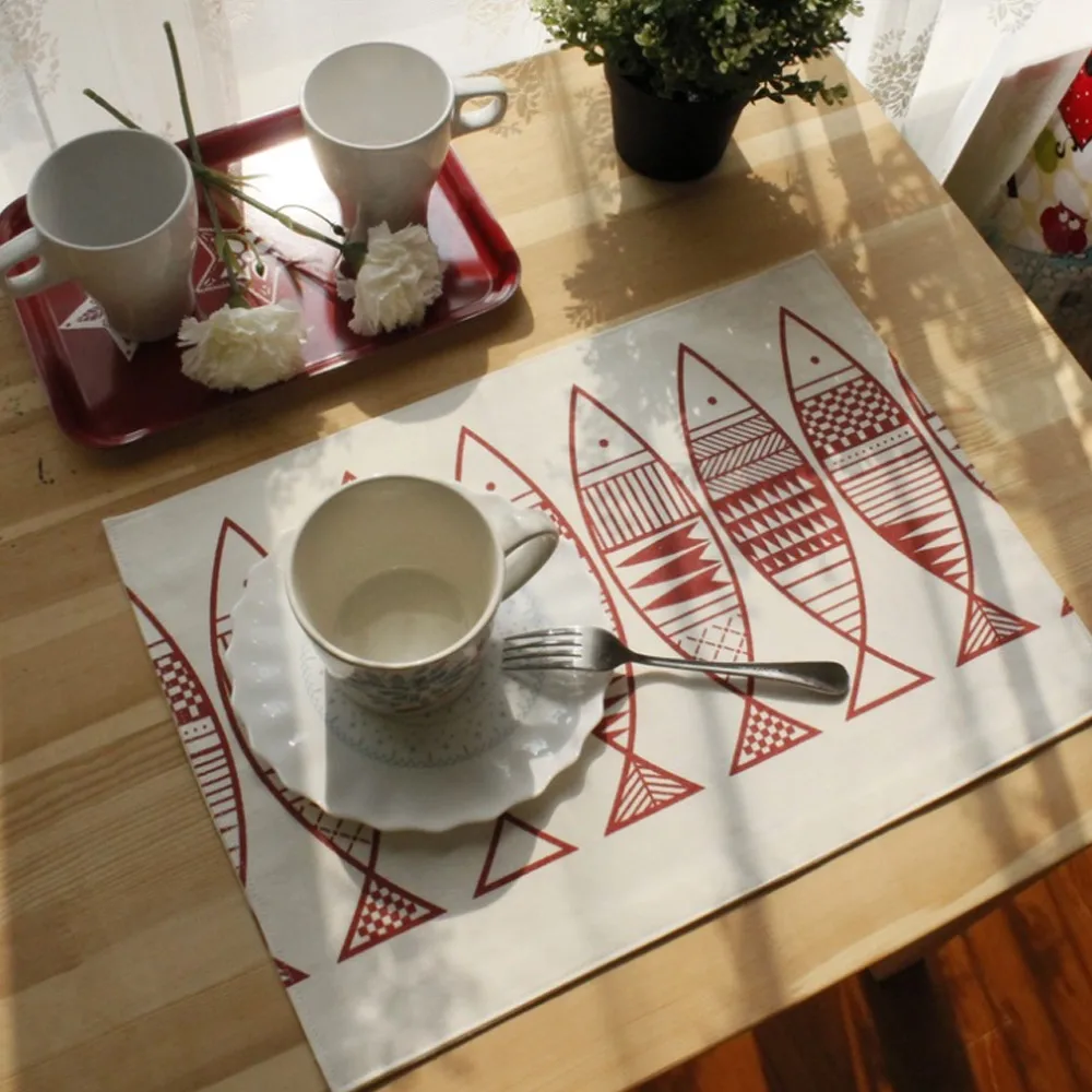 

Минималистичная салфетка в скандинавском стиле, салфетка для рисования с рыбками, хлопковая льняная салфетка для стола, ткань для заднего ф...