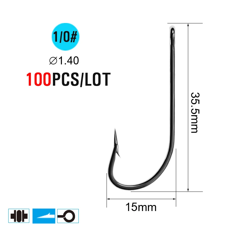 Size 1I0 100pcs ICERIO 100 шт. колючие рыболовные крючки морской червяк для ловли карпа один круг крючок Набор аксессуары для рыбалки снасти из углеродистой стали рыболовный крючок - Цвет: Size 1I0 100pcs