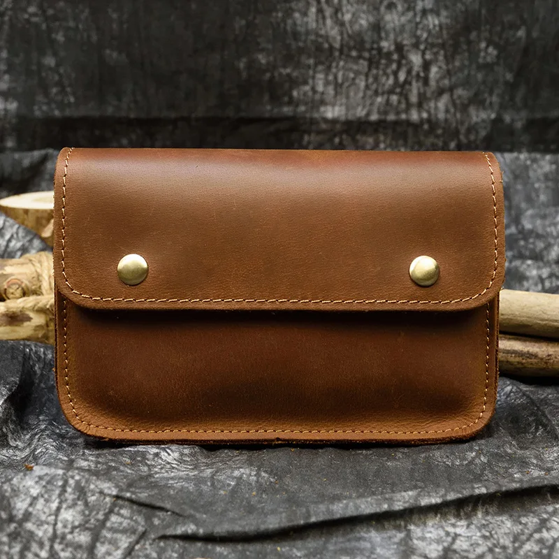 

Waist Bag For Men Genuine Leather Men's Belt Bag Vintage Travel Waist Pack Phone Case Leather Belt Wallet