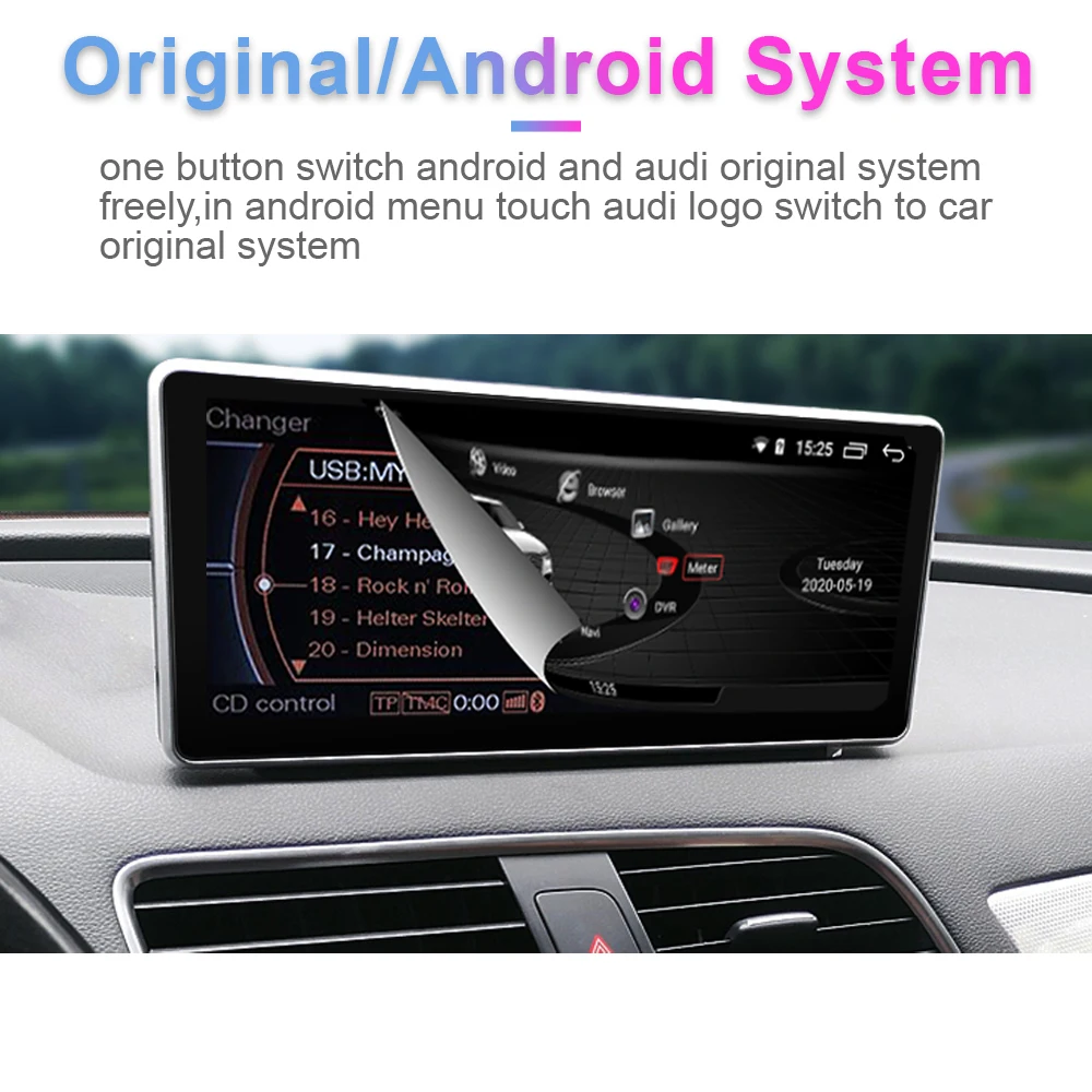 Carplay Android 10.0 Автомобильный сенсорный экран IPS для Audi Q5L 2017-2020Y с 2 + 32 ГБ Google WIFI BT
