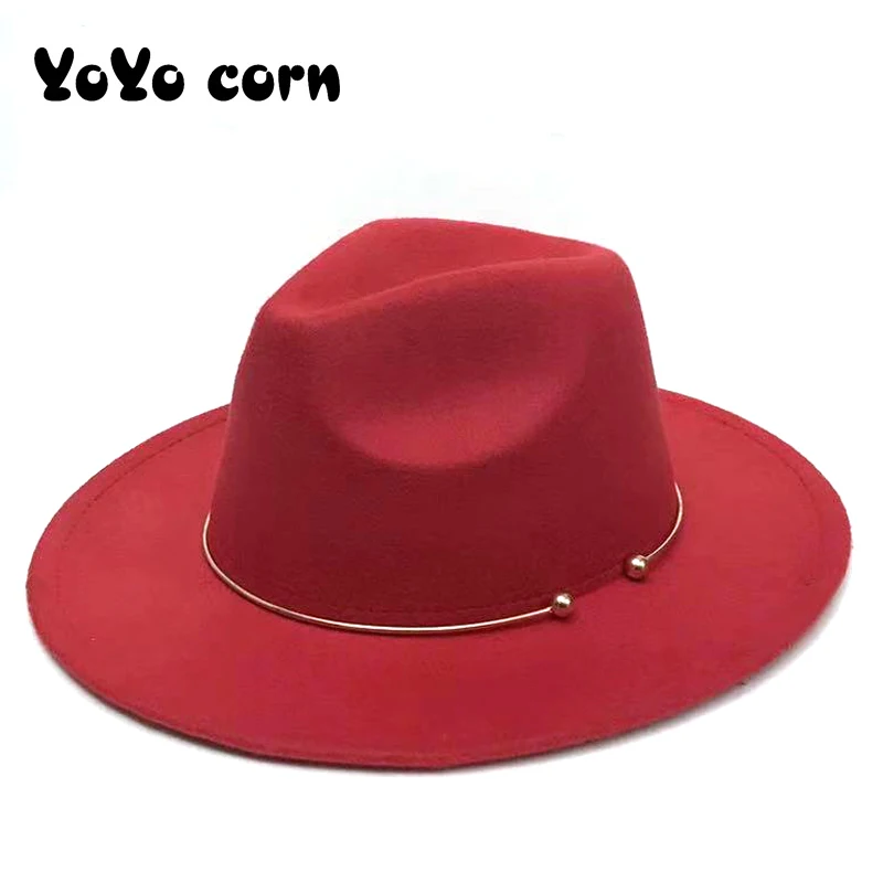 YOYOCORN шерсть фетровая шляпка шерстяная теплая Джаз Hat Chapeau Femme feutre Panaman шляпа