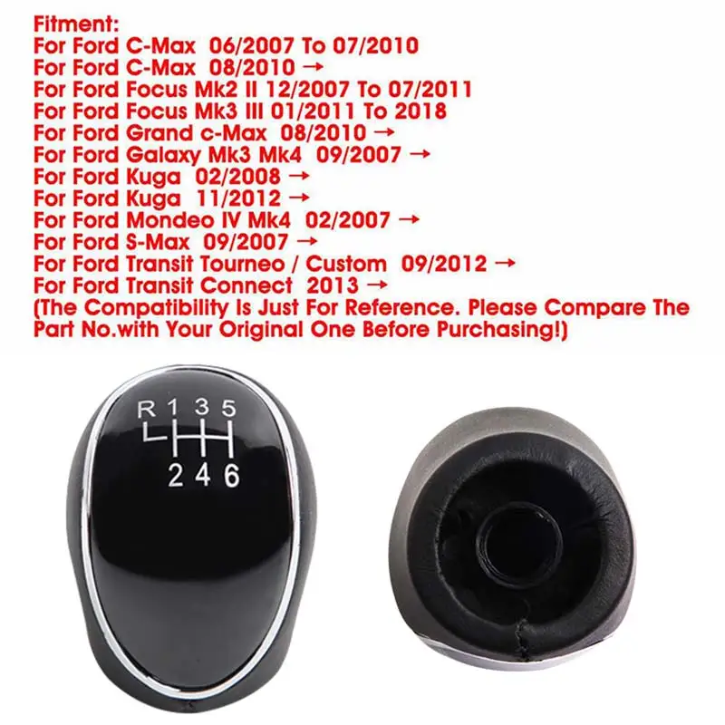 Кожаный Рычаг переключения передач 6 скоростей рычаг для Ford Mondeo Mk4 S-Max C-Max Focus Mk2