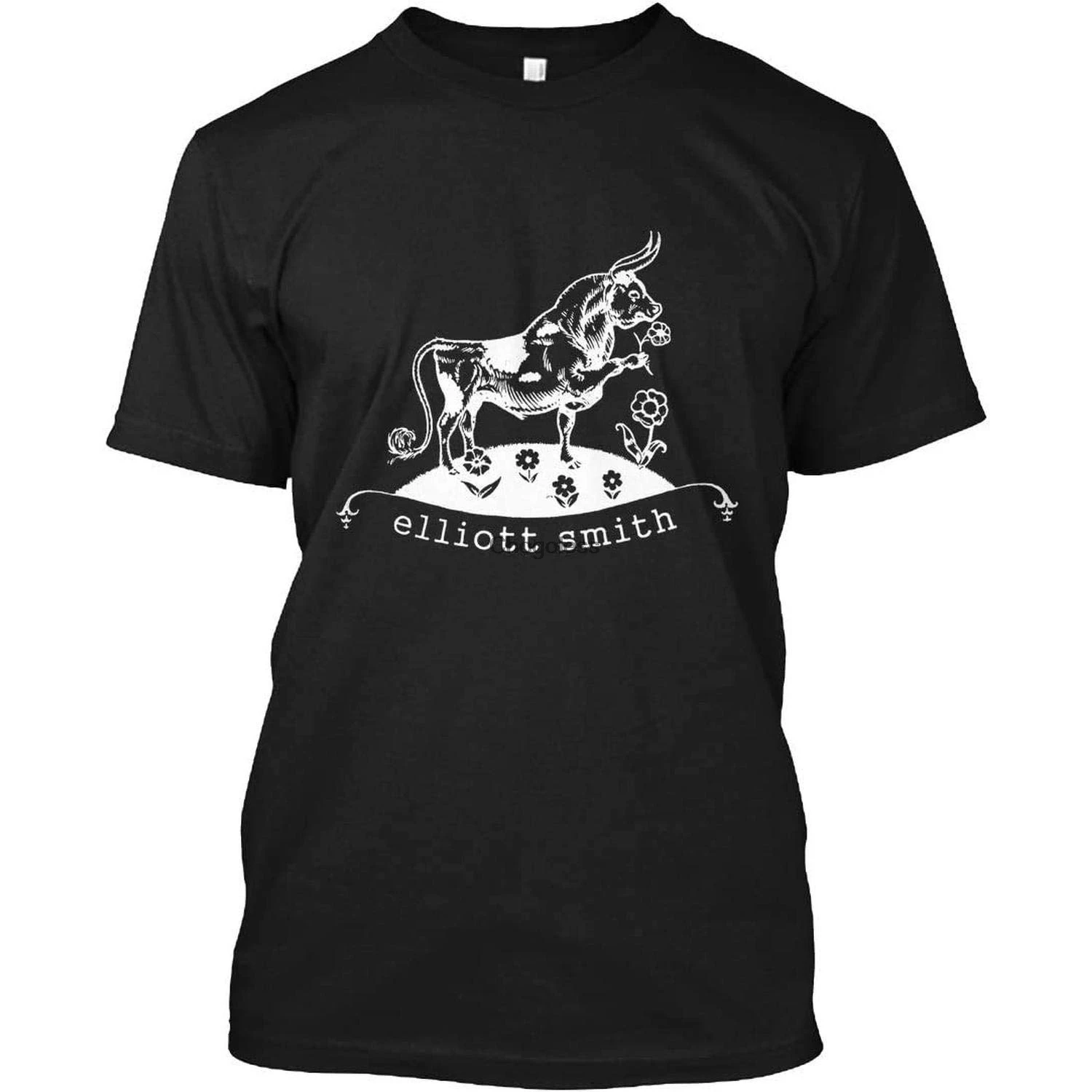 Черная футболка с принтом Эллиота Смит | Футболки на заказ