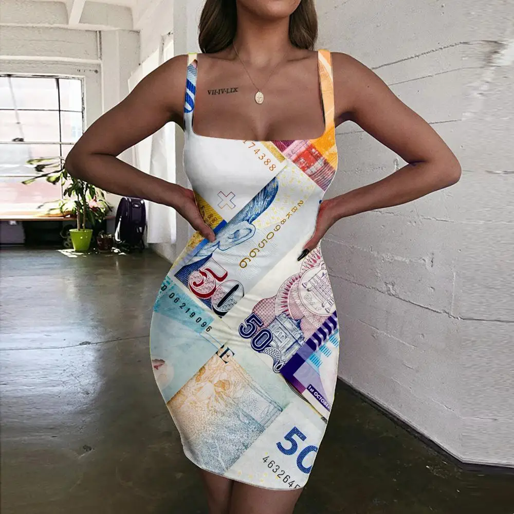 Женское платье-Холтер без рукавов с геометрическим рисунком | Женская одежда