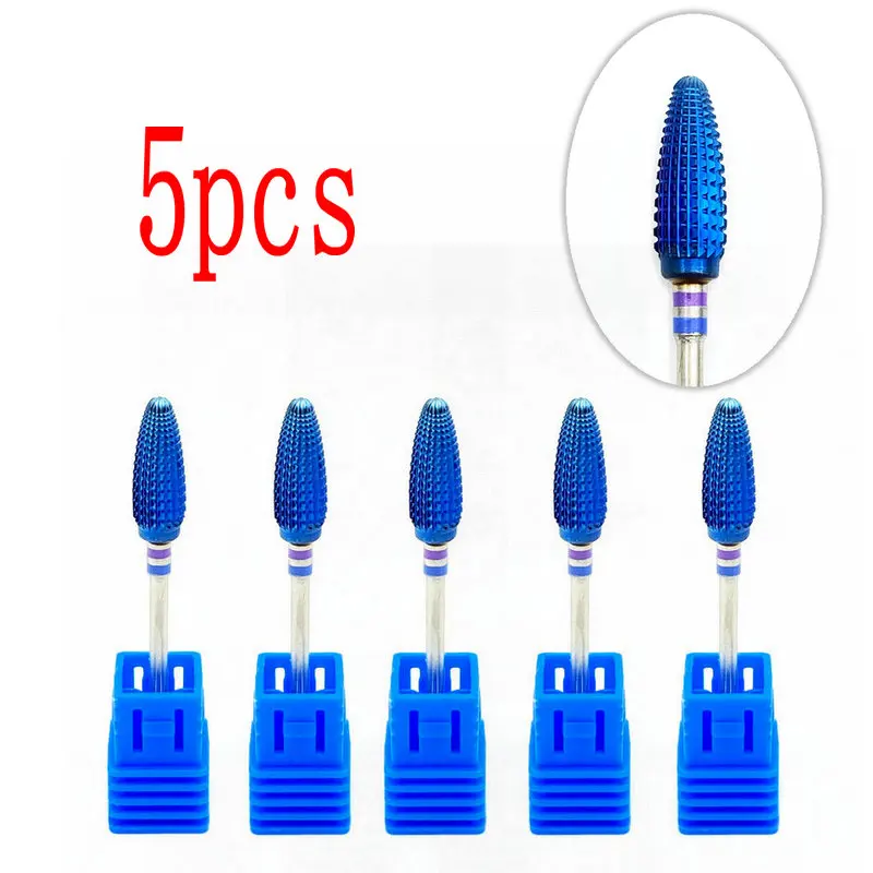 5 шт. синий карбид вольфрама буры Нано покрытие ногтей сверло стоматологический
