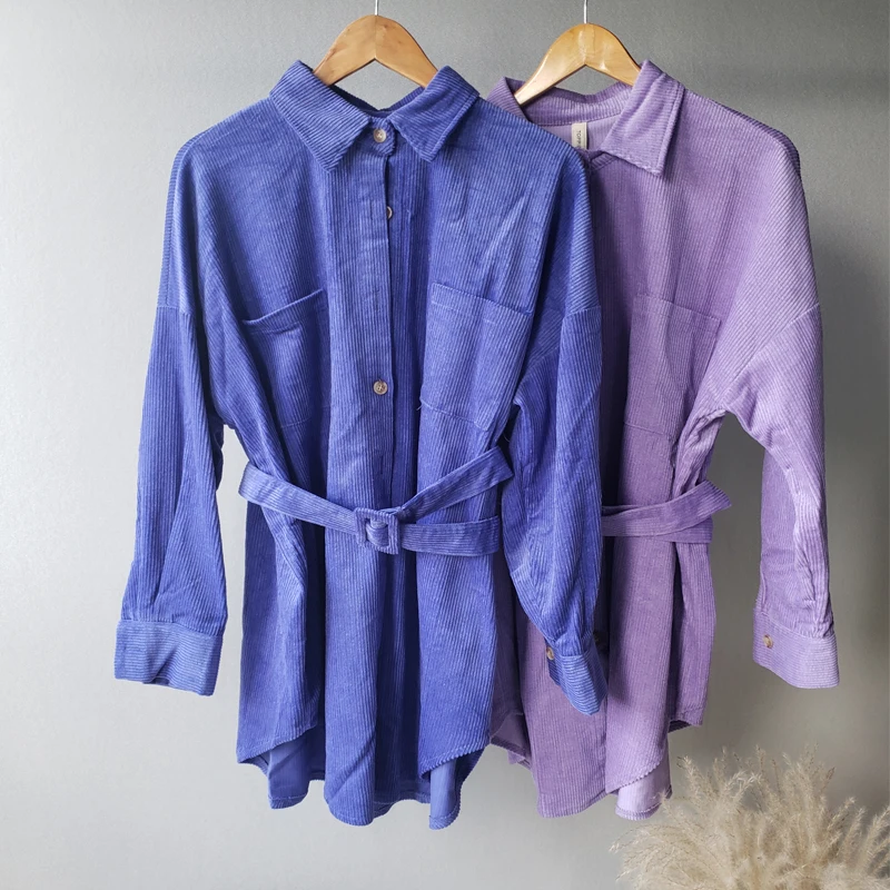 Toppies 2021 весенняя женская куртка винтажная вельветовая длинная рубашка свободное