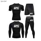 Брендовый компрессионный мужской спортивный костюм, быстросохнущая футболка для ММА, бокса, футболка для бега, тренировок, мужской спортивный костюм для тренажерного зала и фитнеса