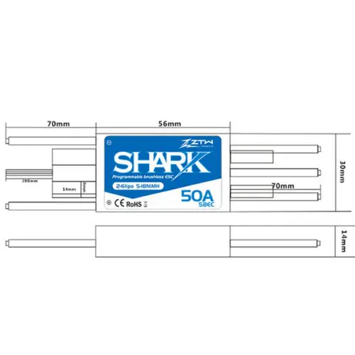 ZTW Shark 50A BEC Waterproof brushless ESC For Boat With Water-cooling System | Игрушки и хобби