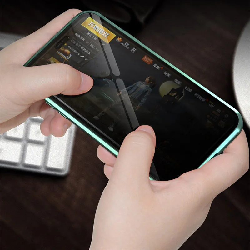 360 Magnetic Adsorption Glass Anti Peep Privacy Case For iphone 11 Pro Max iPhone X XR XS 6 6S 7 8 Plus Protective Cases | Мобильные