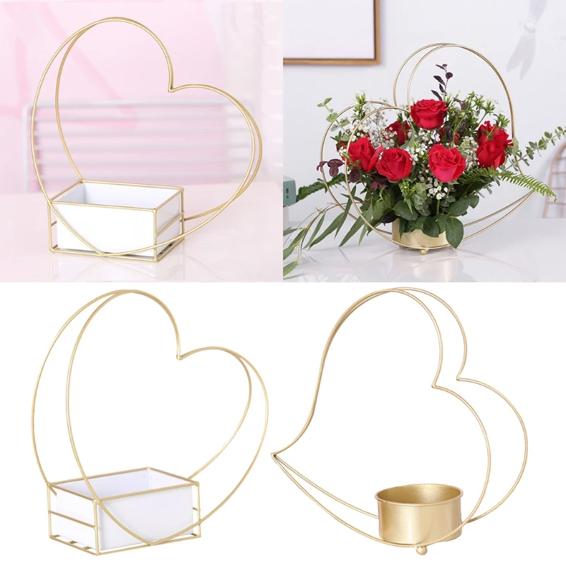 

Nordic Style Flower Pot Stand Geometric Heart Planter Metal Succulent Cactus Plant Holder Indoor Outdoor Garden Decor