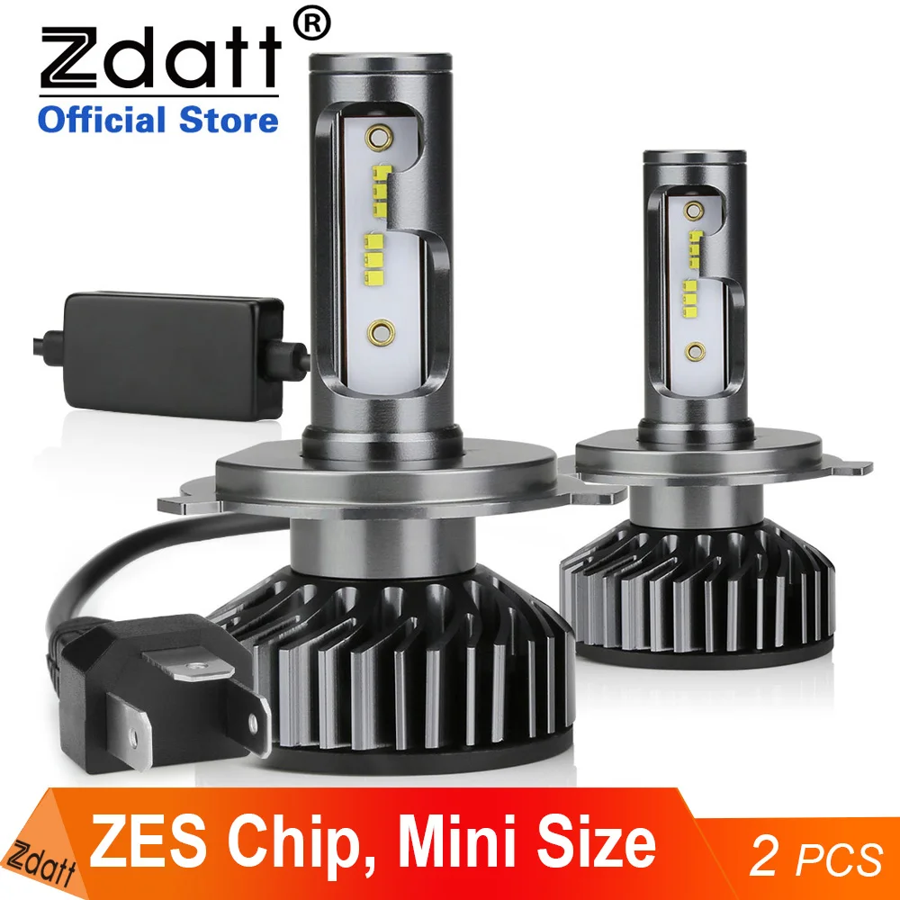 Zdatt H11 led лампы H1 H8 H4 H7 для авто 20000LM 100W 6000K HB3 HB4 диодные 12V ZES чип турбо