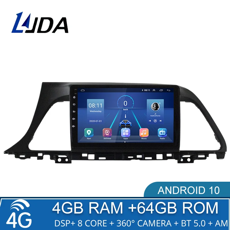 Автомобильный мультимедийный плеер 4G + 64G DSP Android 10 для Hyundai-Sonata 9 2015 2016 2017 2 Din