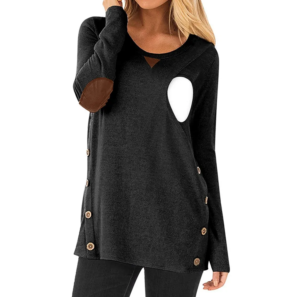 Осенний женский топ с длинными рукавами для мамы грудного вскармливания