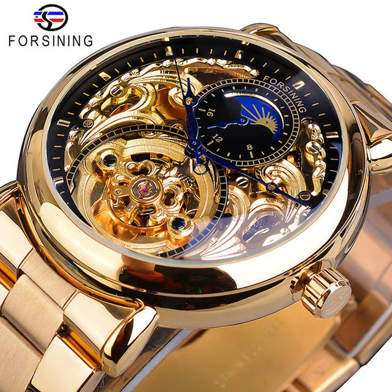 

Men's New Watch S Hollow Carved Round Large Dial Waterproof Casual Business Men's Automatic Mechanical Watch No Packaging WA339
