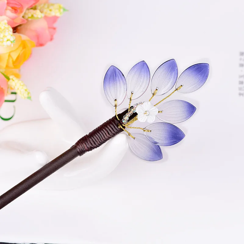 Индивидуальные белые фиолетовые цветные глазурованные лепестки волос ювелирные