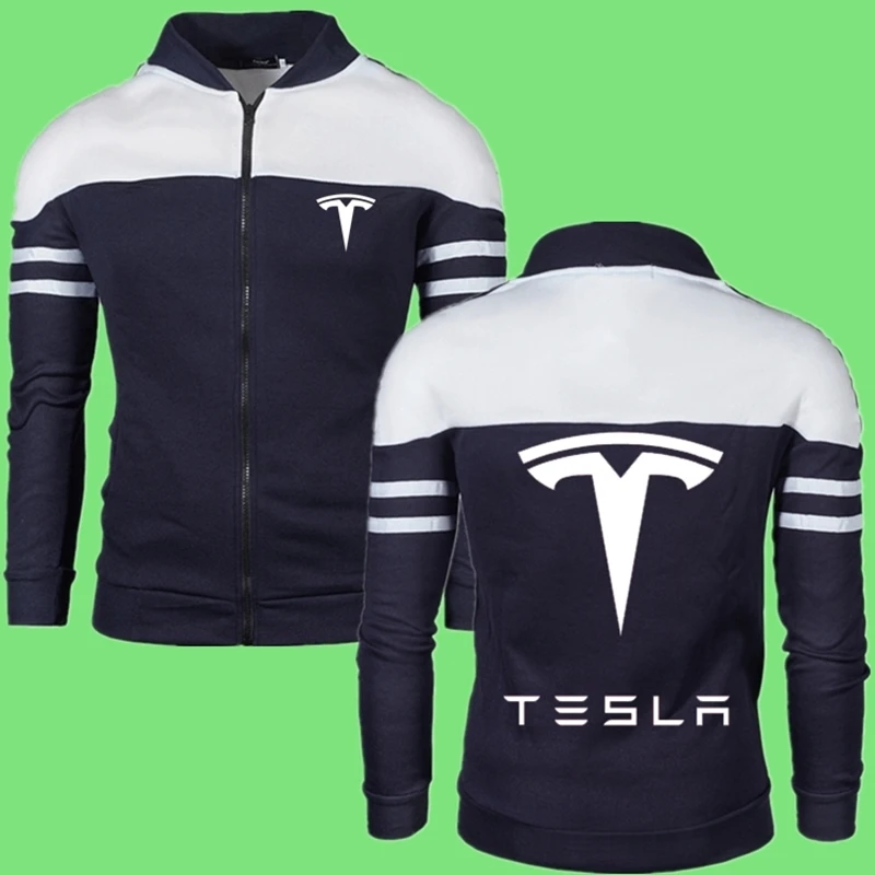 2021 New Mens Hoodies Sweatshirts Fashion Hoodie Tesla Printed Casual Hooded Coat Zipper Cardigan Brand Clothing
