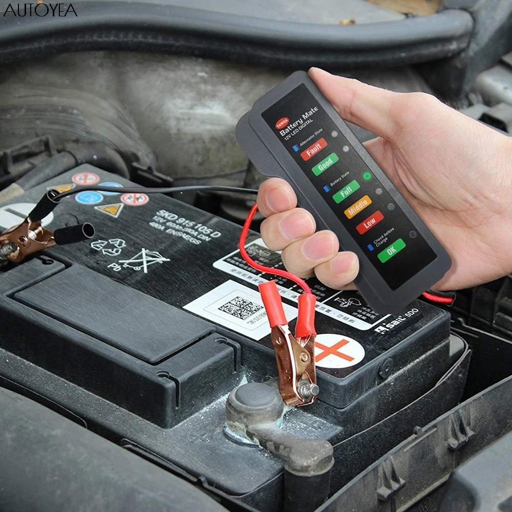 Авто Батарея Тестер 12V цифровой генератор тестер для Мото Дисплей автомобиль