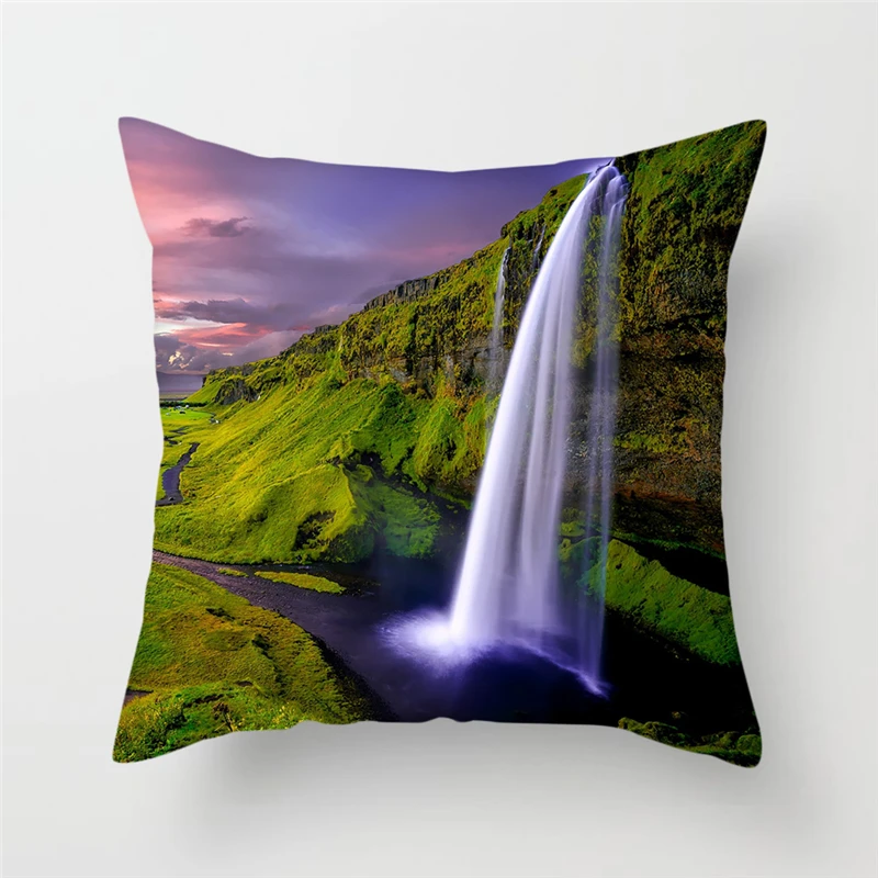 Наволочка для подушки fubatacchi Sunrise Sunset Waterfall красивый чехол домашний диван