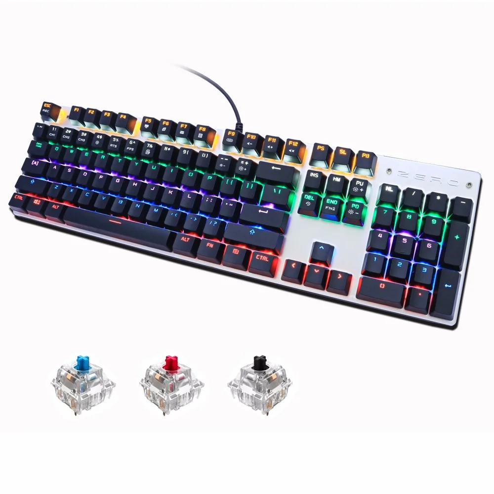 

Metoo Gaming Mechanical Keyboard 87/104 Anti-ghosting Luminous Blue Red Black Switch Backlit LED wired Keyboard Russian sticker