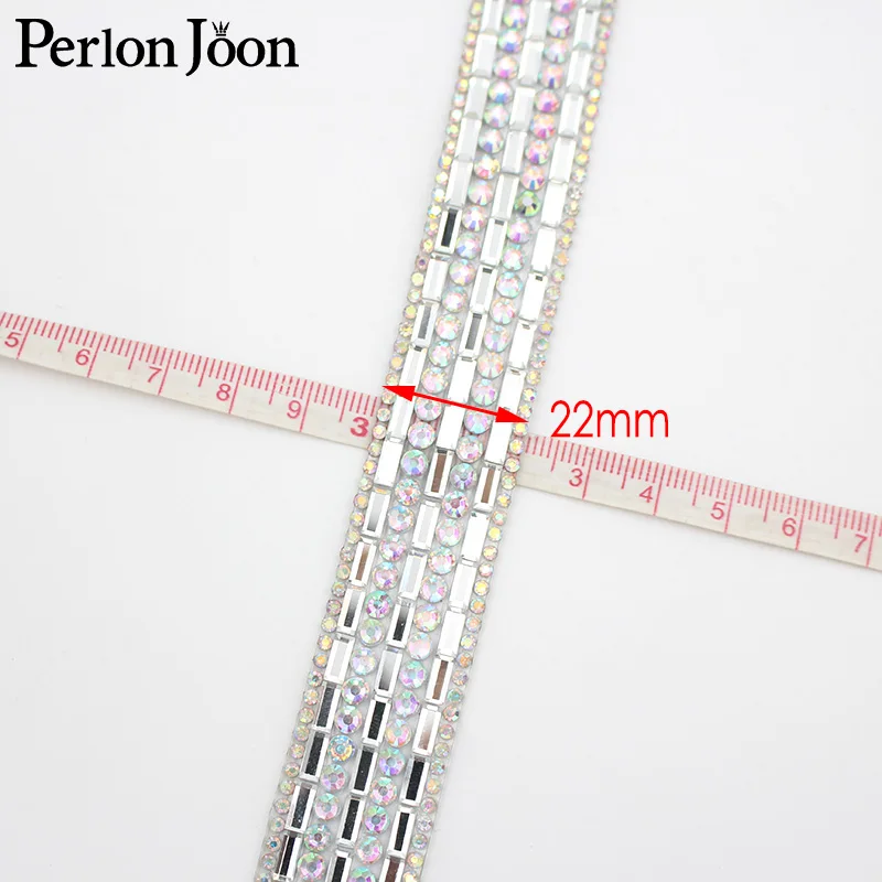 2cm breite Glas AB farbe strass trim strap hot fix farbe gurtband Hochzeit kleid braut DIY dekoration zubehör TR128 – Detail 4