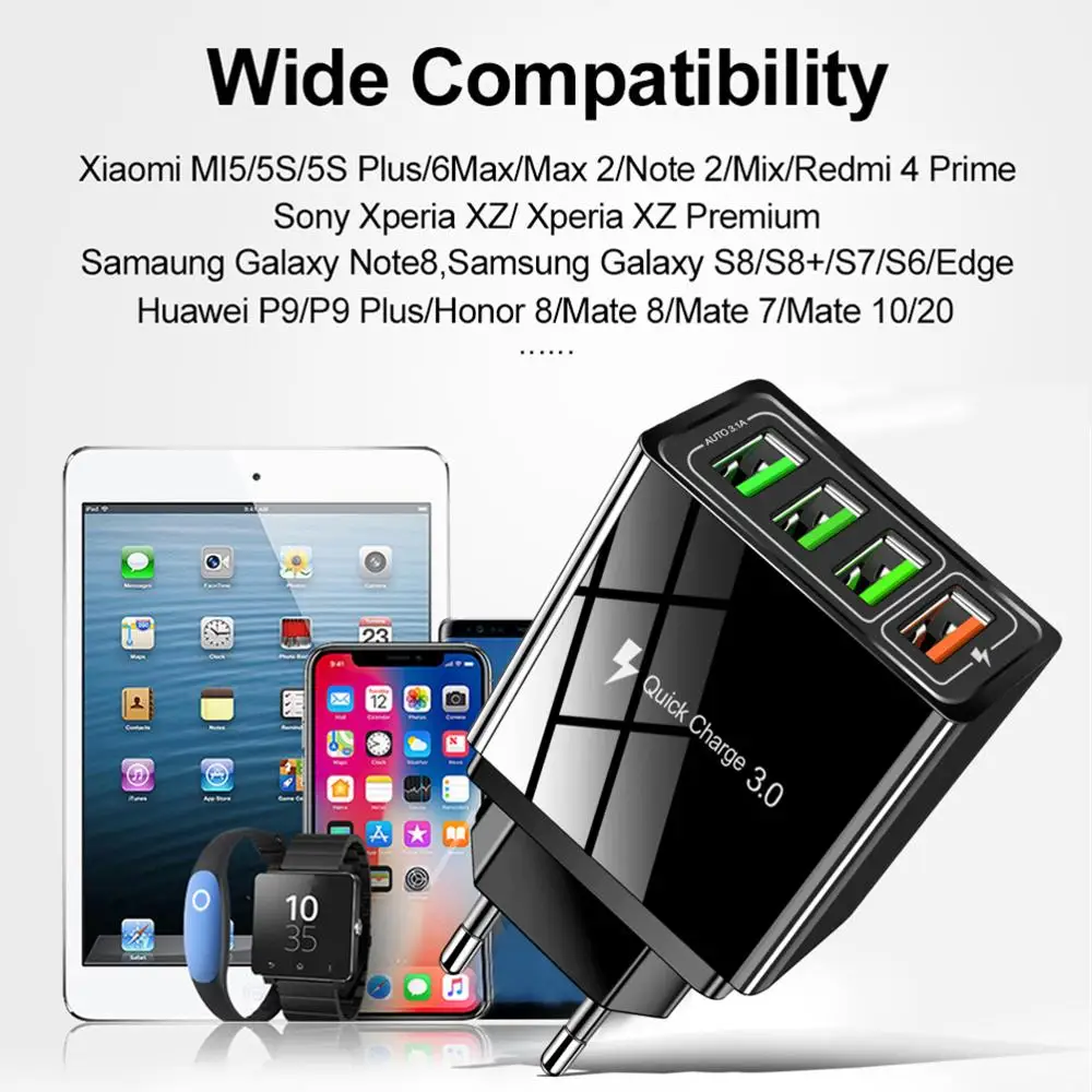 15W быстрое зарядное устройство QC 3 0 USB стандарта ЕС США Великобритании