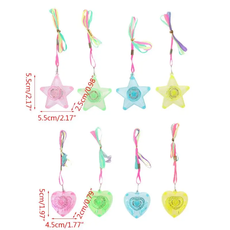 

Pentacle Star Heart Shape Colorful LED Sparkle Necklace Shining Pendants Party Favors Kids Toy Light Up Toy N1HB
