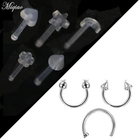 miqiao 8pcs all match body piercing jewelry stainless steel acrylic nose nail ring mix and match