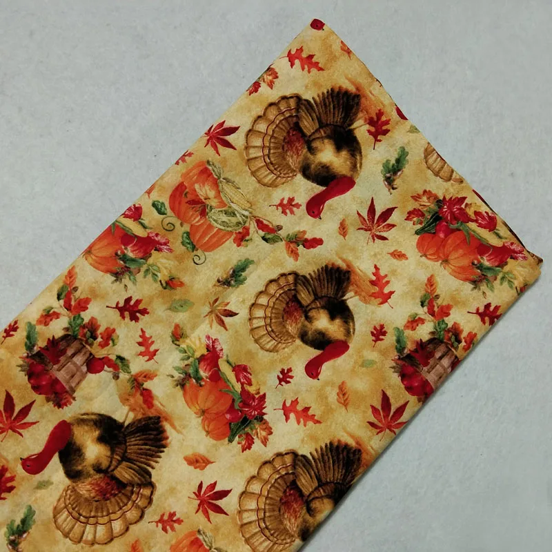 Классический Хэллоуин индейка и Тыква печатных хлопчатобумажная ткань 50x105 см