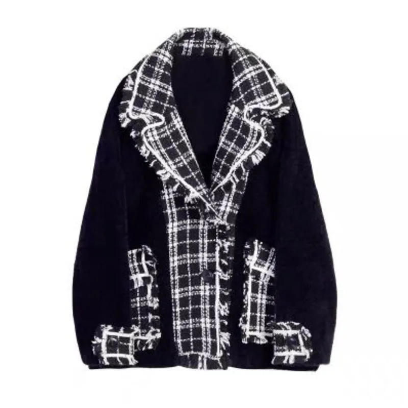

XUXI 2020 New Spring South Korea Clothes Velvet Collar Fuse Bola Coat Female Ventage Wild Rebecca Long Point FZ0831