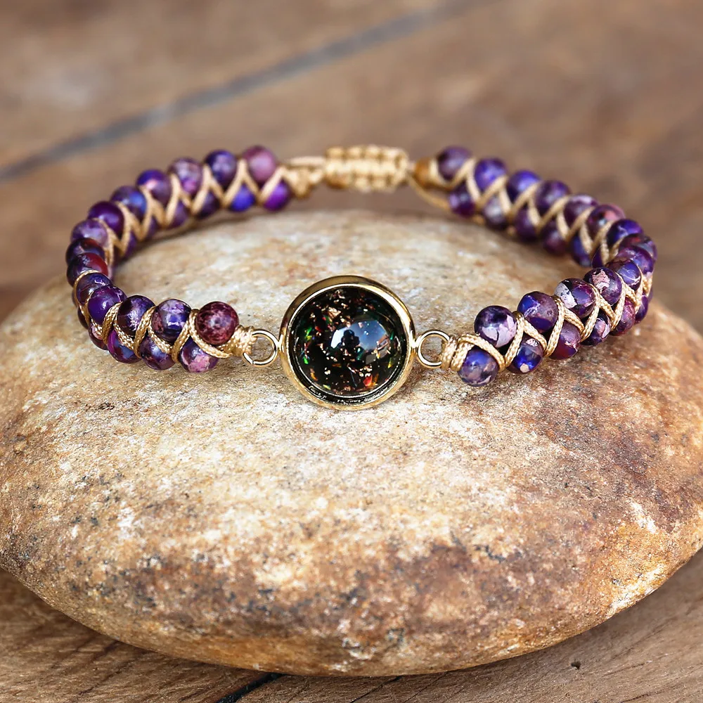 

Imperial Stone Orgonite Braided Bracelet Boho Yoga Beaded Charm String Warp Bracelet Women Handmade DIY Friendship Jewelry