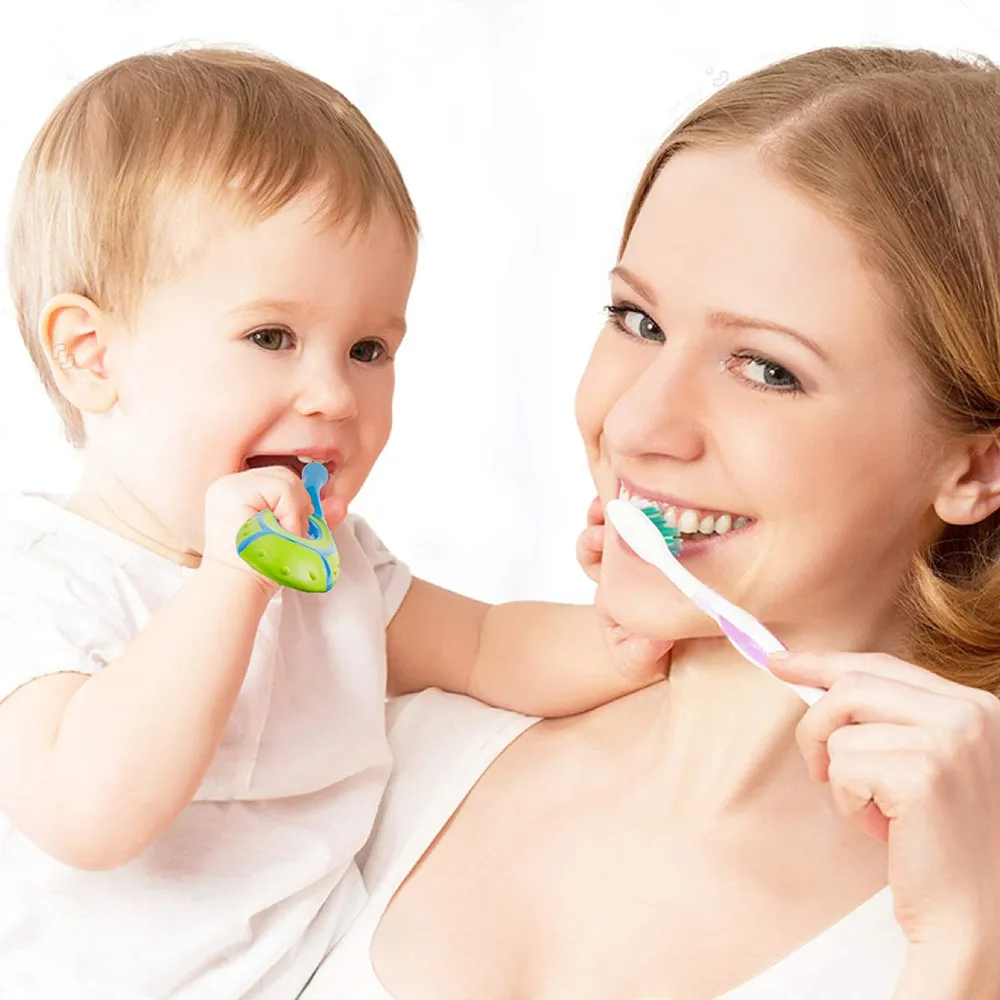 

Toothbrush & Toddler for Age 0-2 Years Soft Bristle for Baby Teeth & Infant Gums Easy-Grip Finger Handle& Teething Pad 4 Sets
