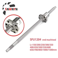 sfu1204 rolled ballscrew 250 300 350 400 450 500 550 600 650 700 800 1000 1500mm c7 with flange single ball nut end machined cnc