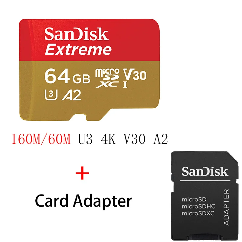 SQXA2-064G Карта памяти SanDisk Extreme 32 64 128 ГБ U3 V30 Micro SD 128 ГБ 32 ГБ 64 Гб 256 Гб 400 Гб Micro SD карта SD/TF Flash MicroSD для телефона - Емкость: SQXA2-064G