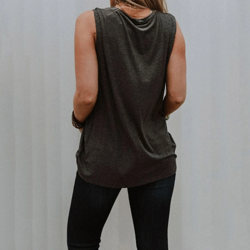 Женские летние топы жилеты свободная повседневная футболка без рукавов с
