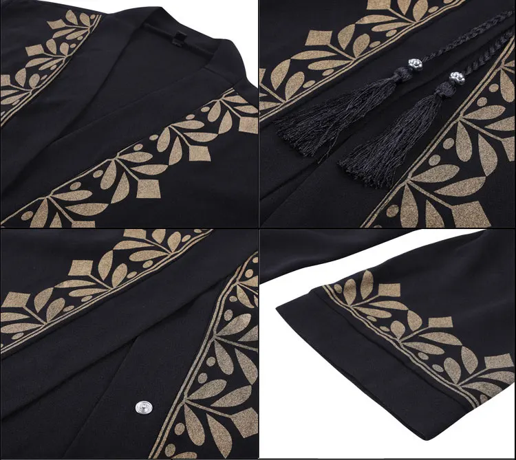 

women gold stamping front open robe lace up waist abaya cardigan ramadan EID kaftan dress moroccan dubai islamic Judaic gown