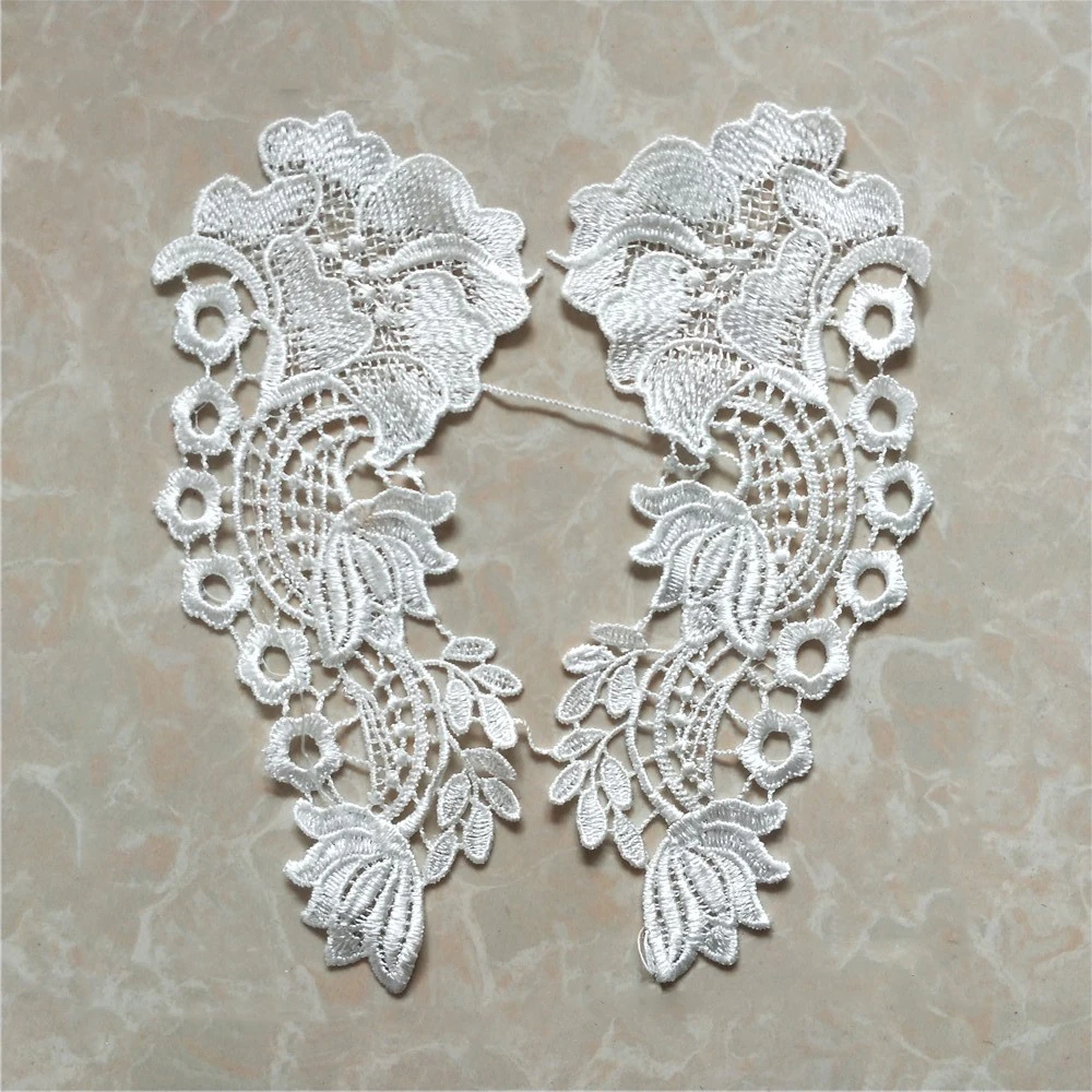 Белая аппликация из красного кружева Venise с кружевной отделкой ручная вышивка