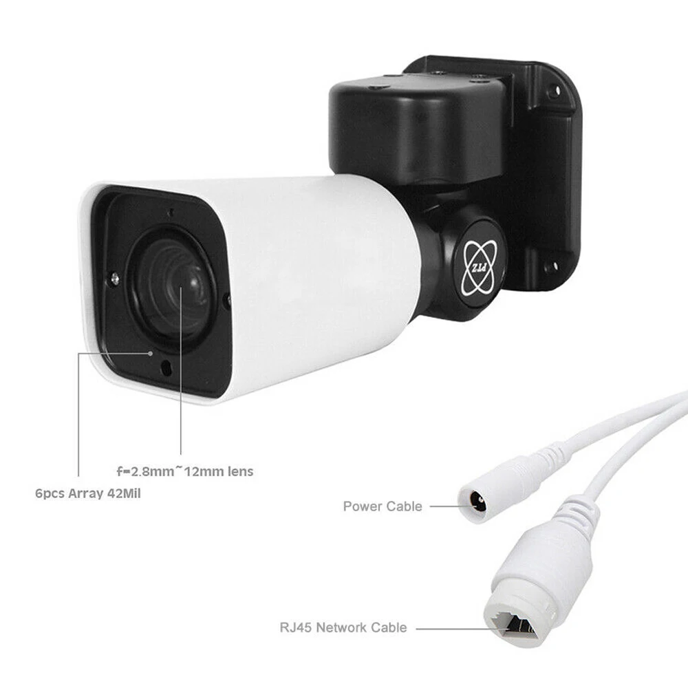 POE 5MP Bullet IP PTZ мини камера HD 1080P 2MP H.265 4X Zoom Моторизованный объектив панорамирование