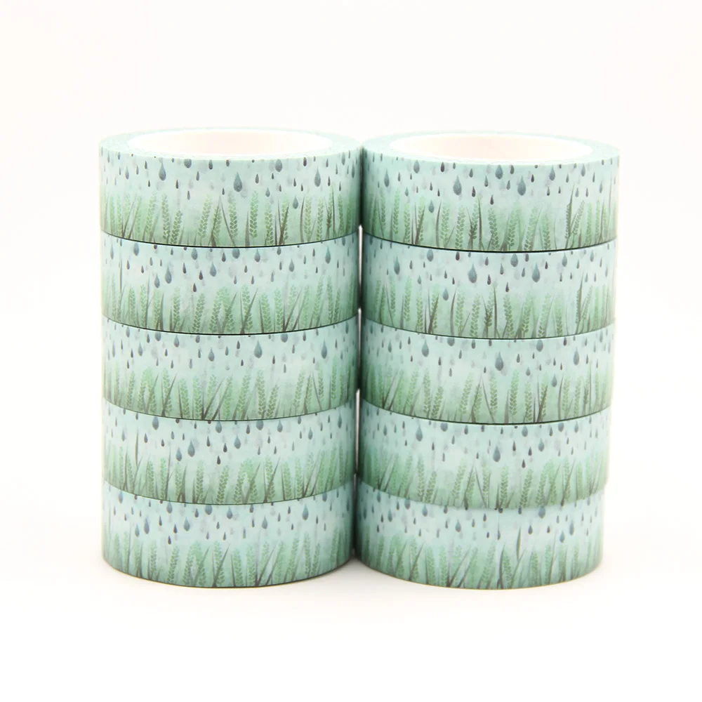

10PCS/lot 15MM*10M Solar Term Valley Rain Grass washi tape Masking Tapes Decorative Stickers DIY Stationery School Supply