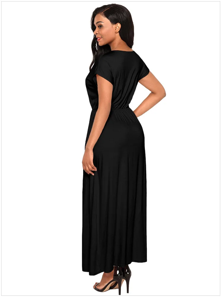 Prom Dress Black Sheath Gown V-neck Ankle-Length Lace 2019 Fashion Short Sleeves Graduation Dresses Long Sexy | Свадьбы и торжества